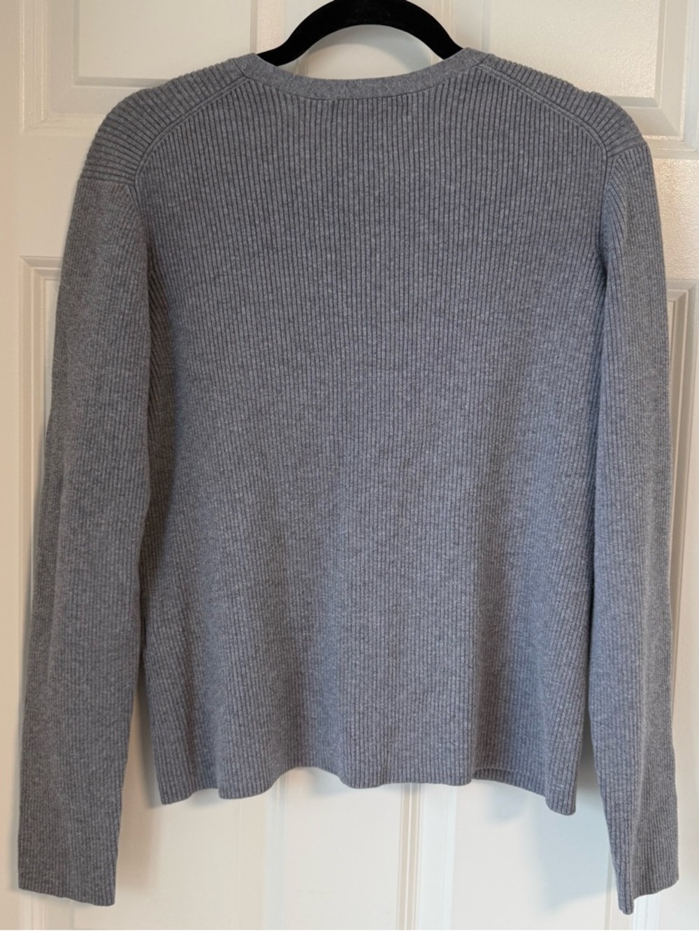 Vtg Coastal Corner Sweater Grey Cotton Button Front Ribbed Cardigan Sz L Office - Picture 2 of 11